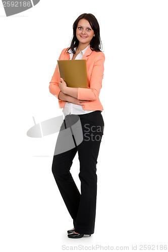 Image of young business woman with a folder