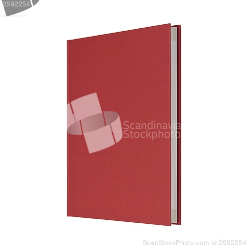 Image of standing closed red book in white background