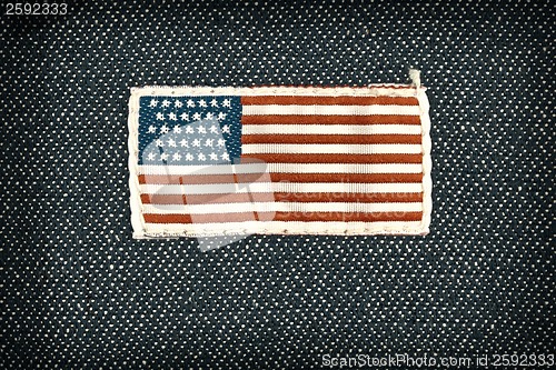 Image of jeans pocket with an american flag label background