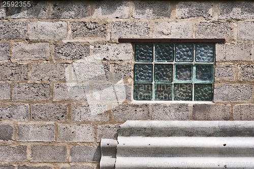 Image of glass block window in the wall