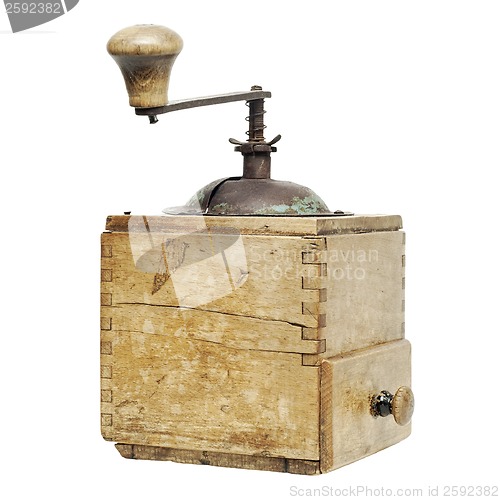 Image of old coffee grinder isolated on a white background