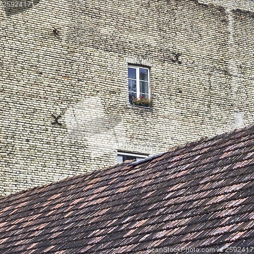 Image of brick wall, roof  background