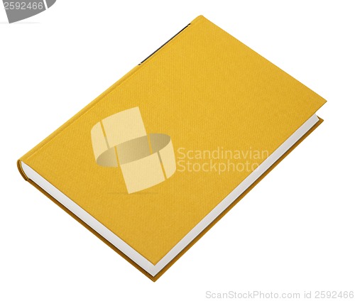 Image of Yellow book isolated on white, black frame for title on the spin