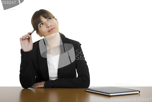 Image of Beautiful woman thinking