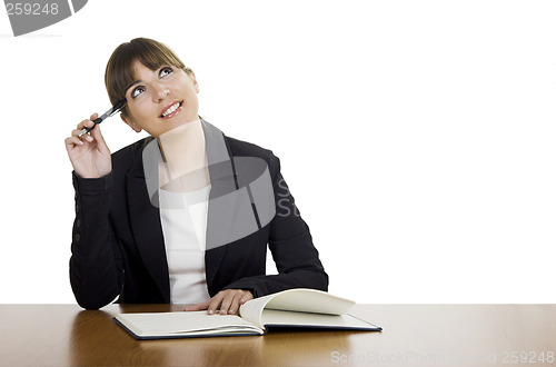 Image of Beautiful woman thinking