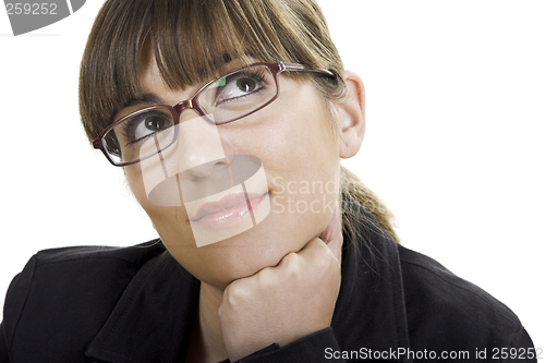 Image of Beautiful woman thinking