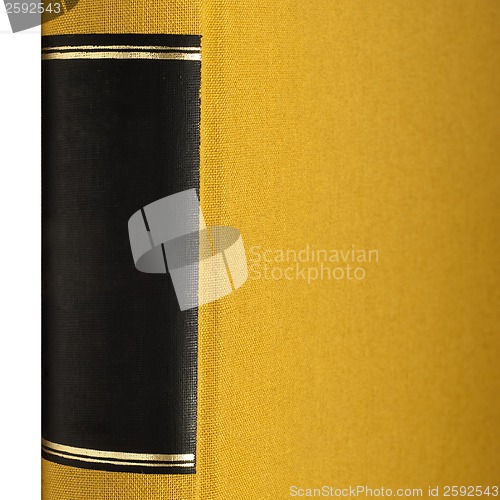 Image of black frame for title on the spine, part of yellow book background