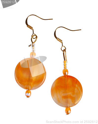 Image of Earrings made of plastic on a white background