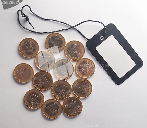 Image of Euro coins with price tag label