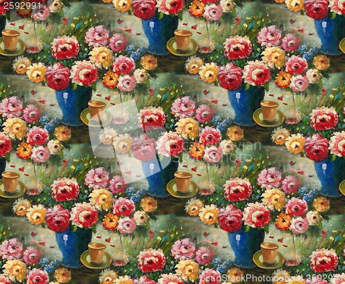 Image of Roses in Vase Seamless