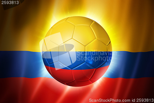 Image of Soccer football ball with Colombia flag