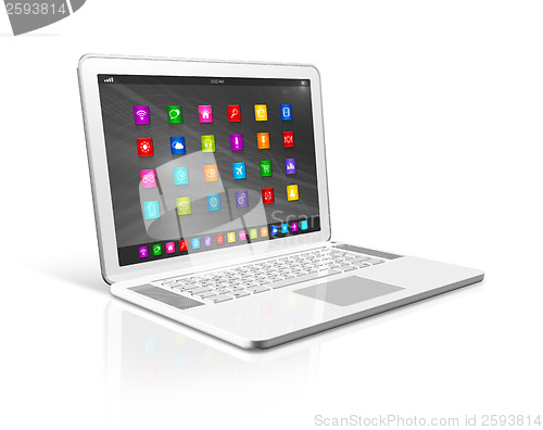 Image of Laptop Computer - apps icons interface