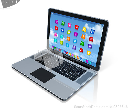Image of Laptop Computer - apps icons interface