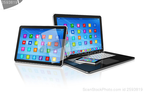 Image of Smartphone, Digital Tablet Computer and Laptop