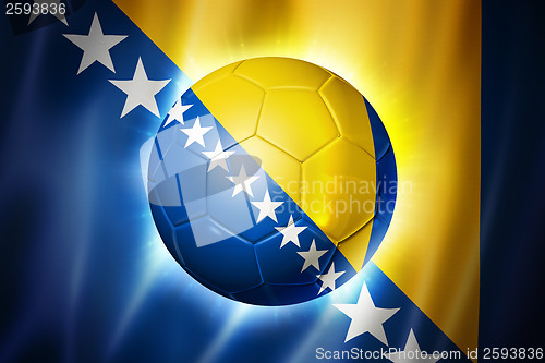 Image of Soccer football ball with Bosnia and Herzegovina flag