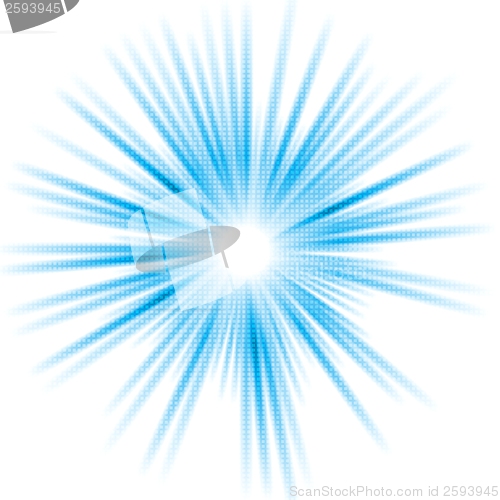 Image of Abstract blue shiny vector sun design
