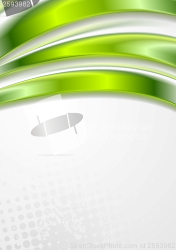 Image of Bright green vector waves grunge design
