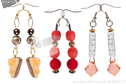 Image of Earrings-pendants handmade on white background