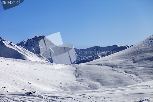 Image of Off piste slope at nice sun morning