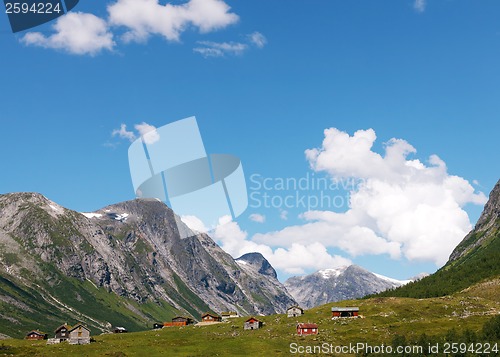 Image of Village at the foot of mountain in Norway