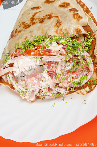 Image of pancakes with ham