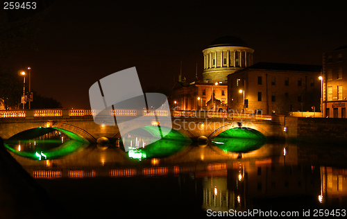 Image of Liffey by night, Dublin, Ireland