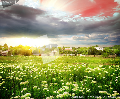 Image of Sunset over the village