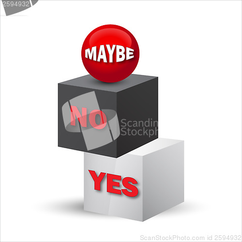 Image of Yes, no, maybe, 3d sign