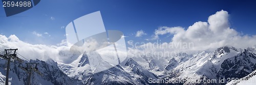 Image of Panoramic view from ski resort Dombay in nice sun day