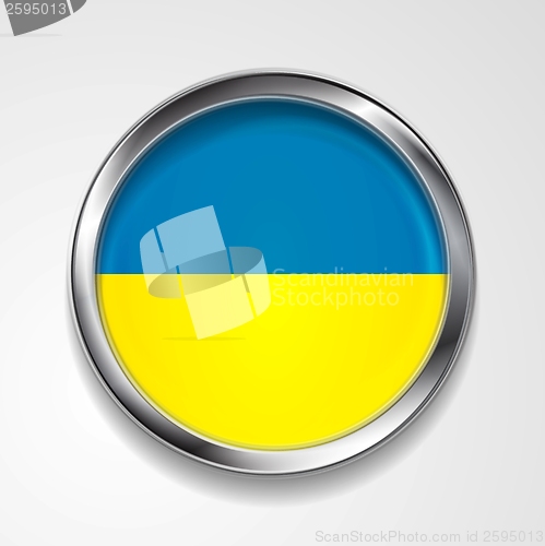 Image of Vector button with stylish metallic frame. Ukrainian flag