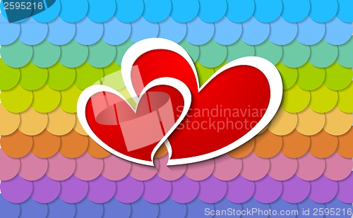 Image of Two vector paper hearts design