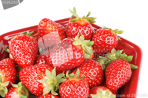 Image of Strawberries in a red bowl