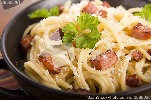 Image of Pasta Carbonara with bacon and cheese