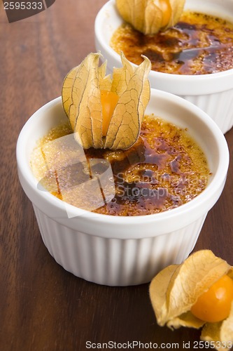 Image of French dessert - cream brulee, burnt cream 