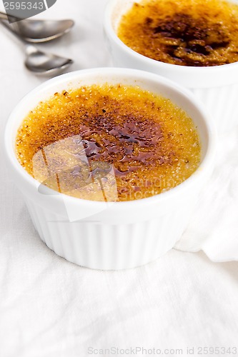 Image of French dessert - cream brulee, burnt cream 