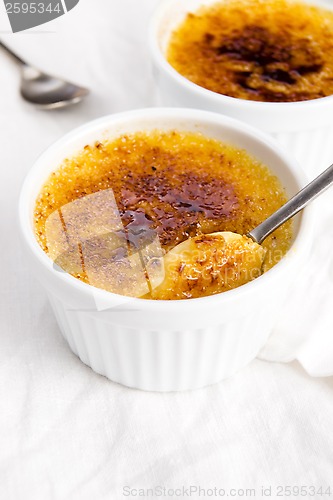 Image of French dessert - cream brulee, burnt cream 