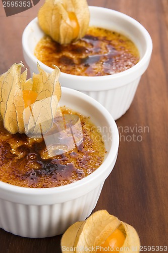 Image of French dessert - cream brulee, burnt cream 