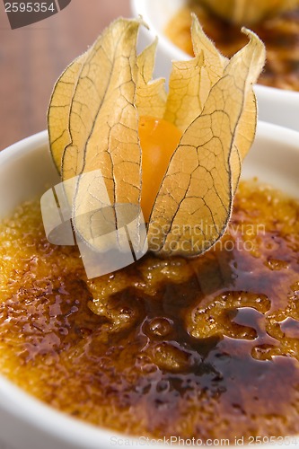 Image of French dessert - cream brulee, burnt cream 