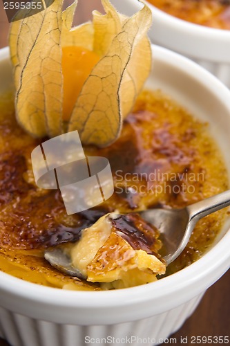 Image of French dessert - cream brulee, burnt cream 