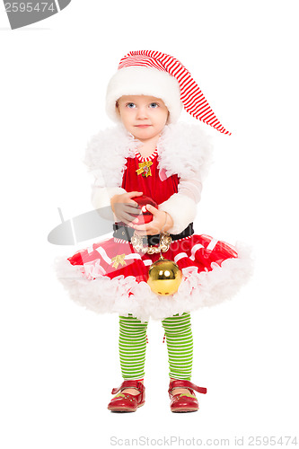 Image of Girl in Santa's helper suit