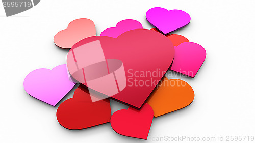 Image of Hearts on white background.
