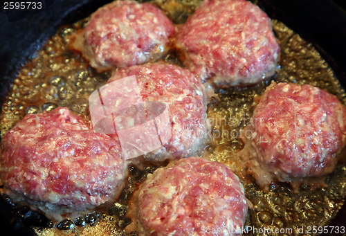 Image of cutlets are fried in pan