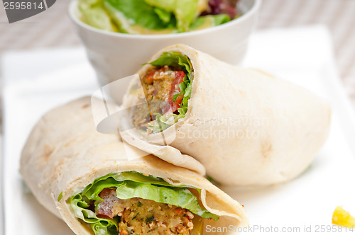 Image of falafel pita bread roll wrap sandwich