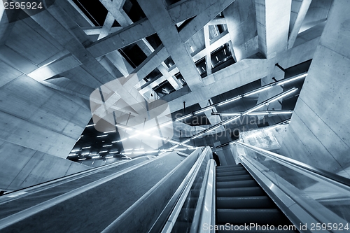 Image of Moving escalator in the business center