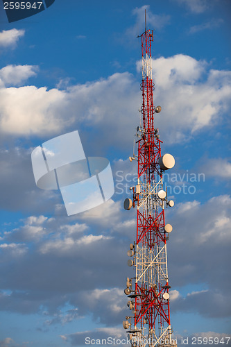 Image of Large Communication tower against sky