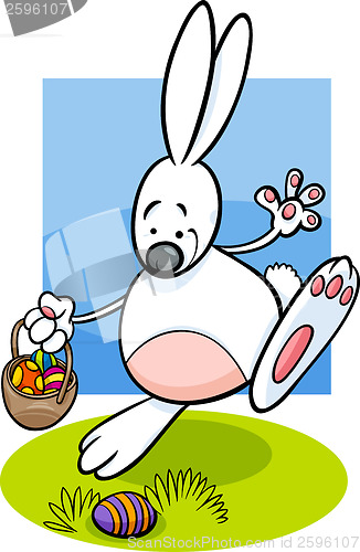 Image of bunny and easter eggs cartoon illustration