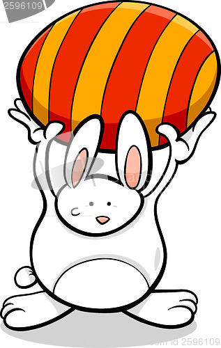 Image of bunny with easter egg cartoon illustration