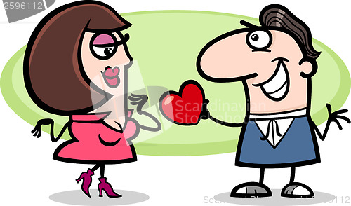 Image of couple in love cartoon illustration