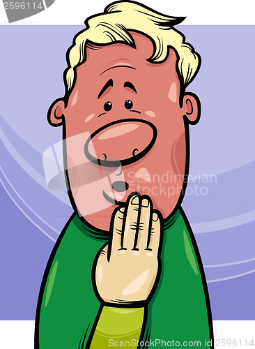 Image of shy man concept cartoon illustration