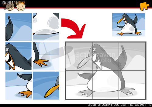 Image of cartoon penguin jigsaw puzzle game